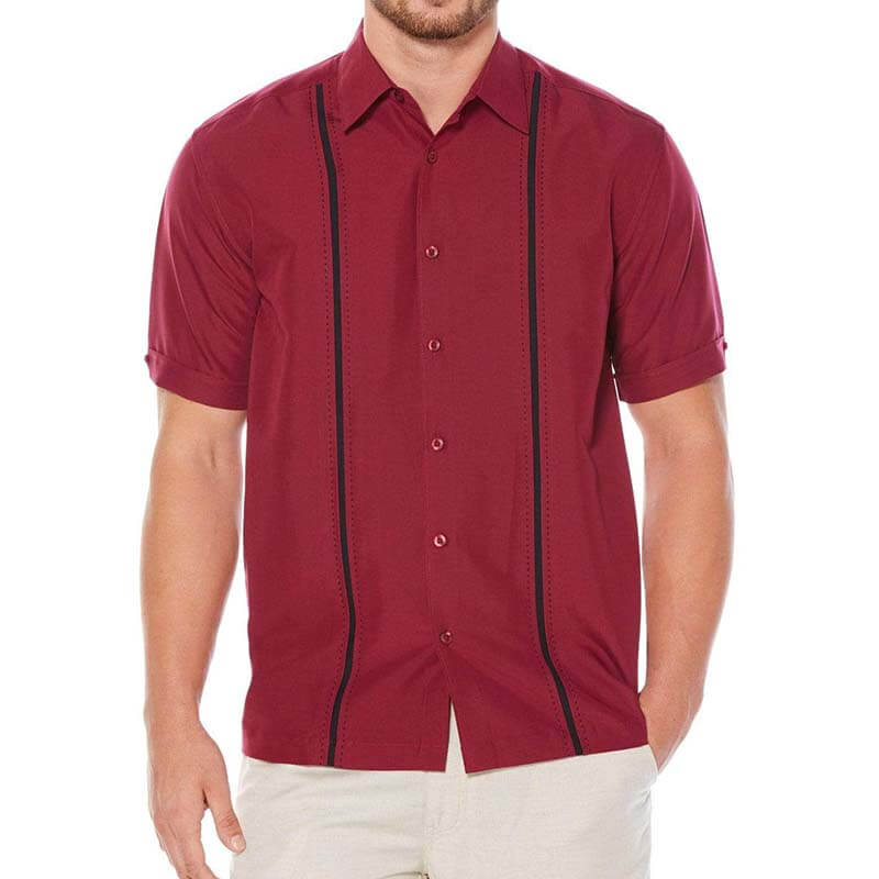 Herrenmode Classic Summer Bequeme gestreifte Kurzarm-Baumwoll-Leinenhemden