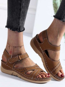 Retro Keilabsatz Sandalen Damen Linie Anti-Rutsch flache Sandalen