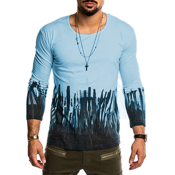 Vyriški marškinėliai ilgomis rankovėmis su medvilniniu atspaudu