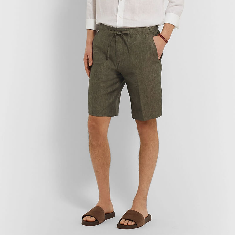 Cordones ultra suaves y cómodos de verano para hombres con cremallera, shorts de lino ecológicos