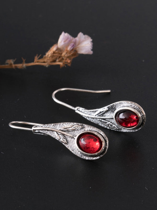 Pendientes vintage para mujer hechos de aleación roja de nácar