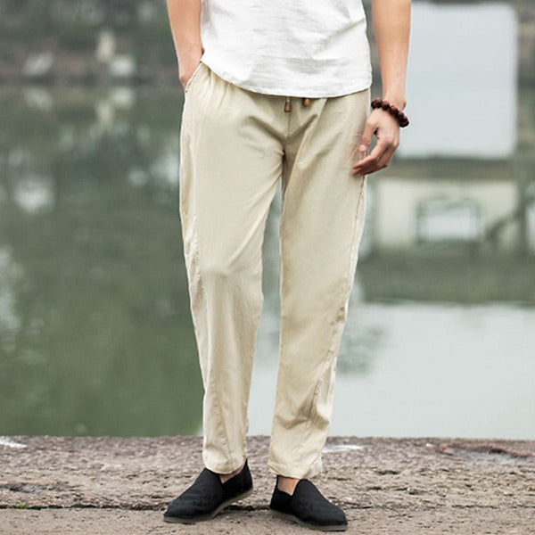 Pantalón de terciopelo suelto de lino para hombre.