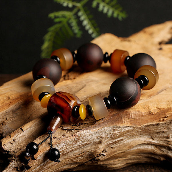 Pulsera de perlas de ágata mate para hombre