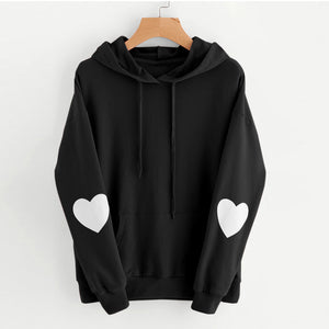 Heart Disign Drawstring Pocket Hoodies
