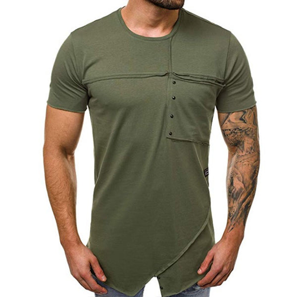 Camiseta de hombre con costuras de cuello redondo.