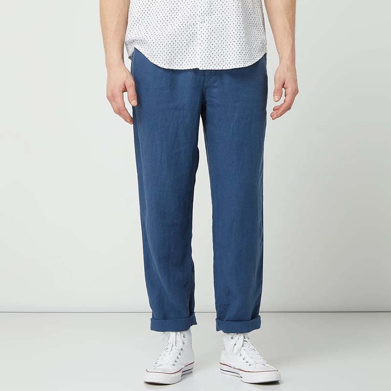 Herren Slow Fashion Sommer Cool Komfortable Kordelzug Elastic Waist Natural Leinenhose