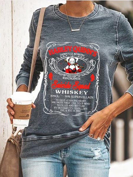 Suéter con estampado de whisky Damen Harley Quinn Puicide Squad