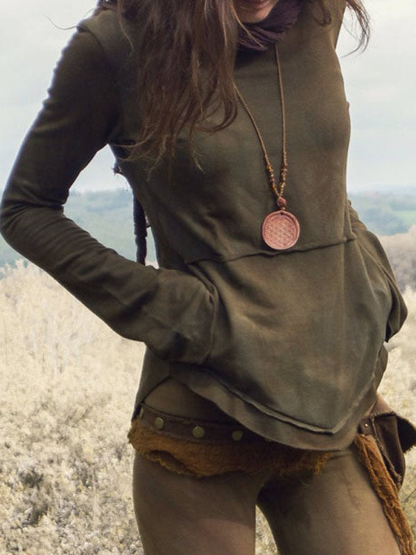 Damen Vintage handgefärbter Taschenpullover