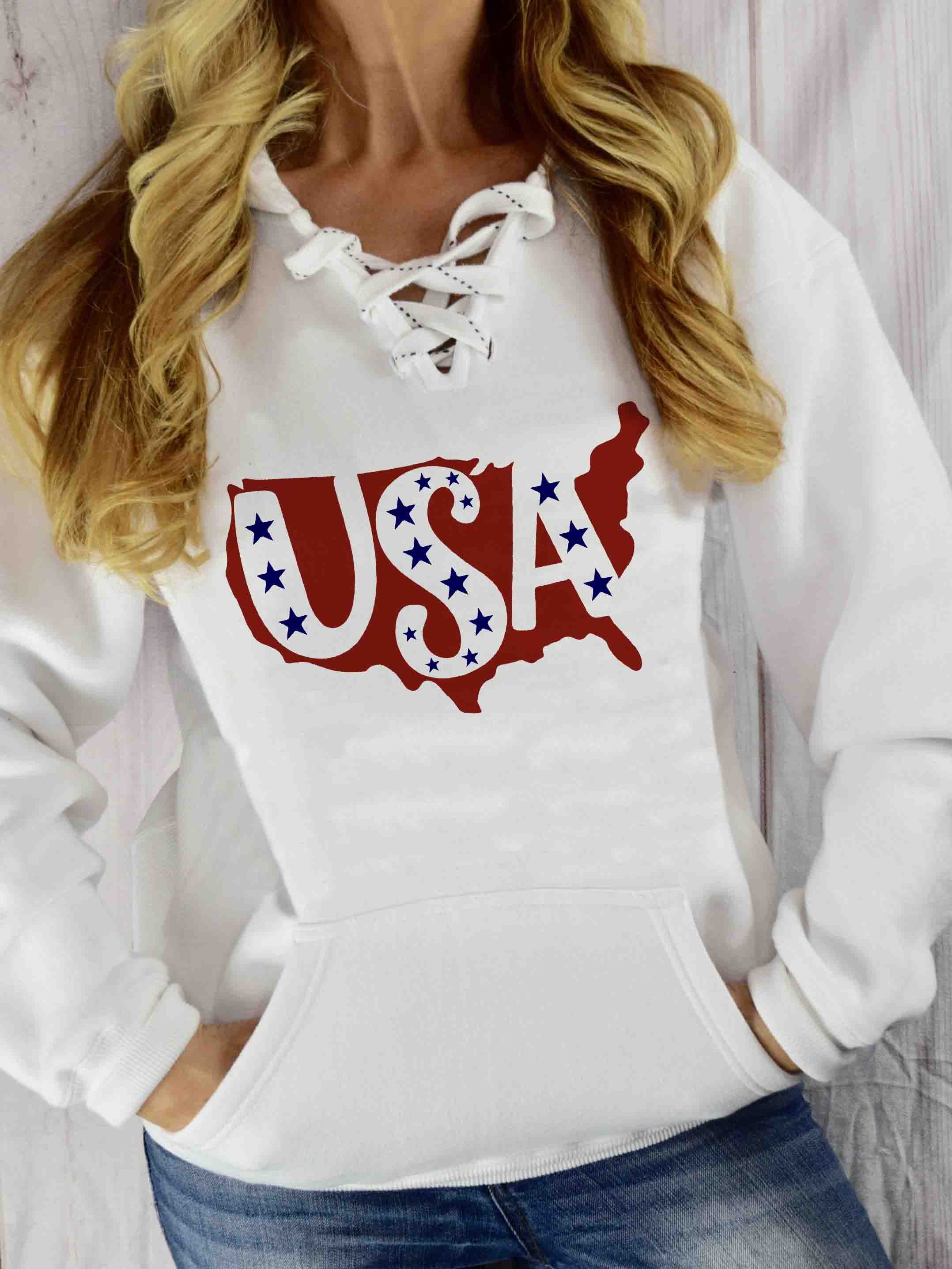 Mujer, USA Star Print, correa de bolsillo