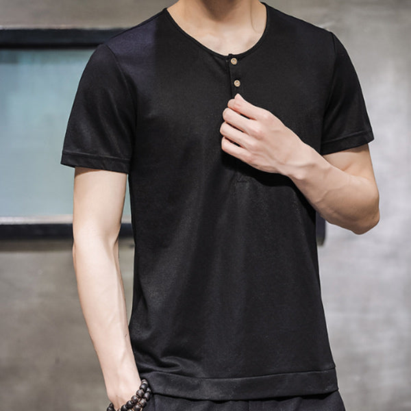 Camiseta de lino suelta estilo chino