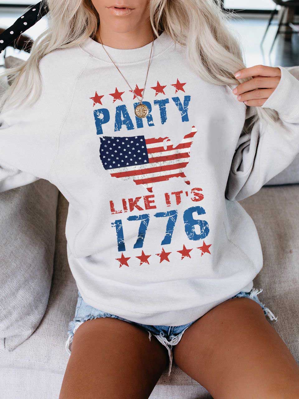 La fiesta de las mujeres es la misma que en 1776. Jersey con estampado de bandera americana