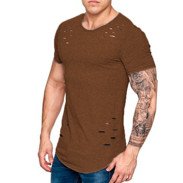 Camisa de un color con agujeros para hombres.