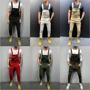 Wish Amazon moda hombre tirantes mamelucos de mezclilla pantalones de mezclilla rasgados comercio exterior monos populares