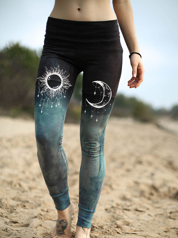 Retro-verlaufsgefärbte Stretch-Leggings für Damen