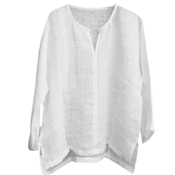 Camisa de lino ligera y cómoda para hombre con escote en V