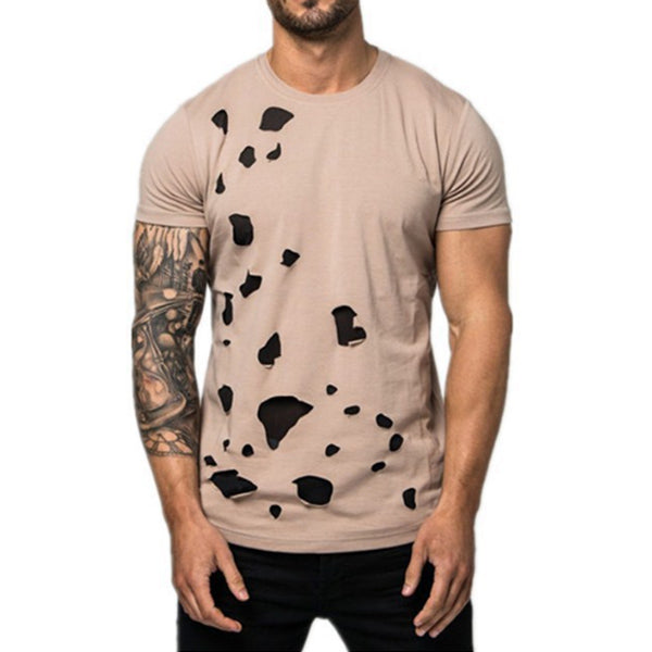 Herren Shabby Kurzarm-T-Shirt mit kontrastfarbenem Rundhalsausschnitt