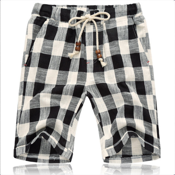 Shorts de lino a cuadros para hombre