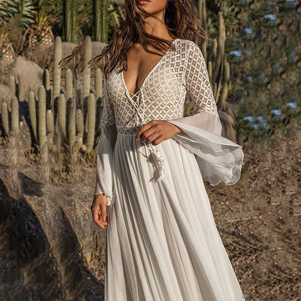 Encaje de gasa sexy para mujer cosido en un vestido sin limpiar