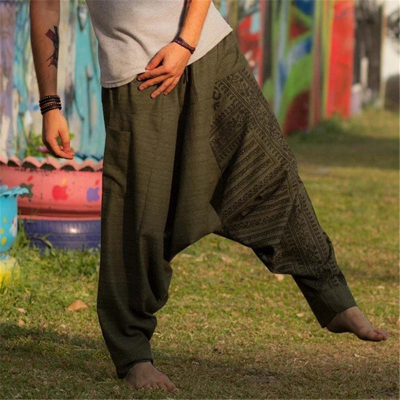 Pantalones de hombre con estampado retro, bragas regulares