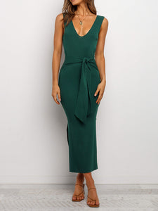 Lässiges Bodycon Split Midikleid