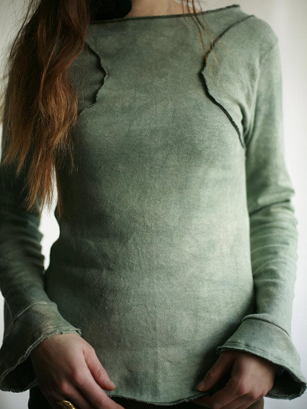 Vintage Vintage gefärbte Bio-Baumwolle Langarm Top