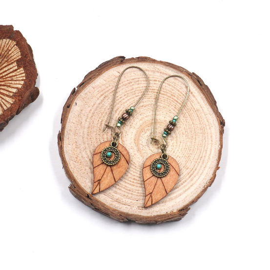 Pendientes de aleación de madera para mujer