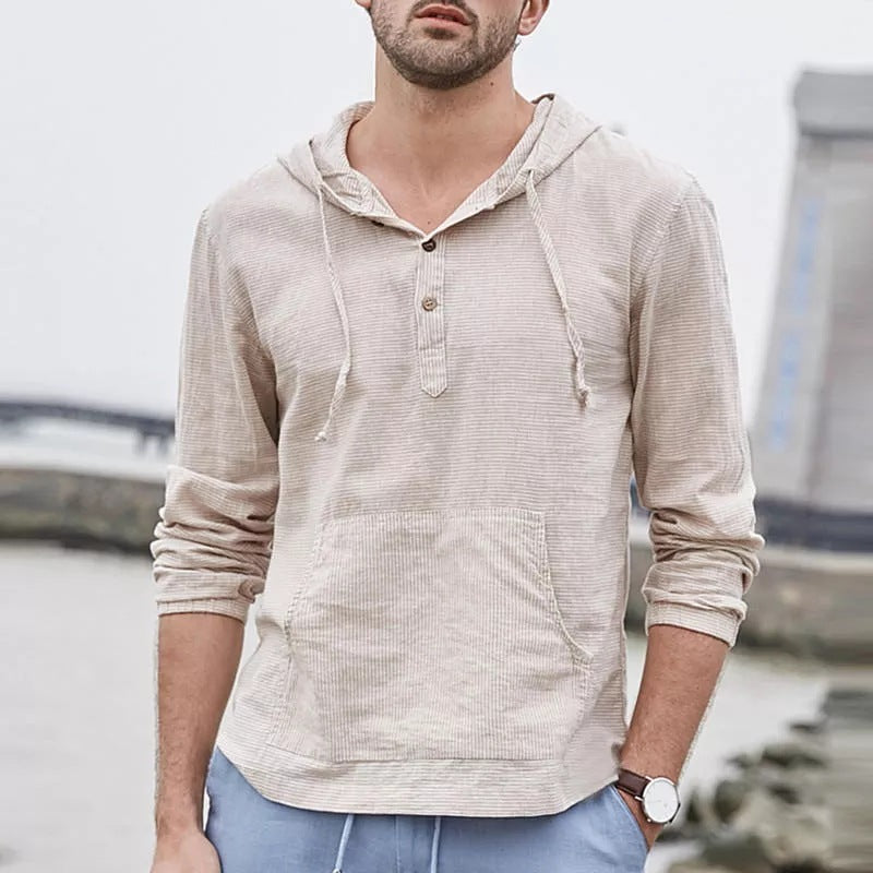 Camisa de lino a rayas para hombre