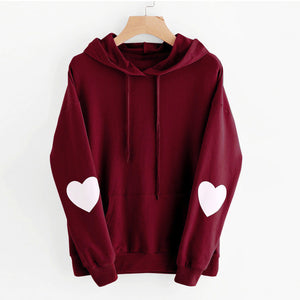 Heart Disign Drawstring Pocket Hoodies