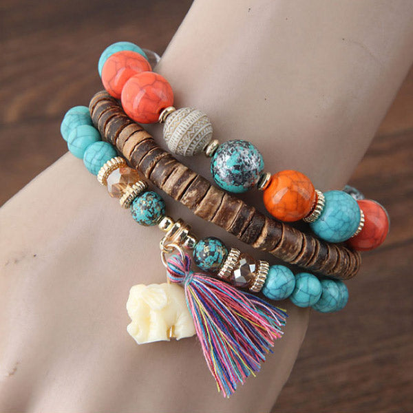 Brazalete de múltiples capas de chuleta bohemia salvaje