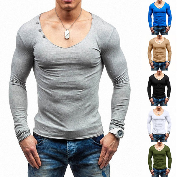 Cuello de pico y cuello de pico de manga larga para hombre