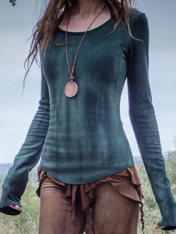 Top de algodón orgánico teñido de color natural vintage para mujer