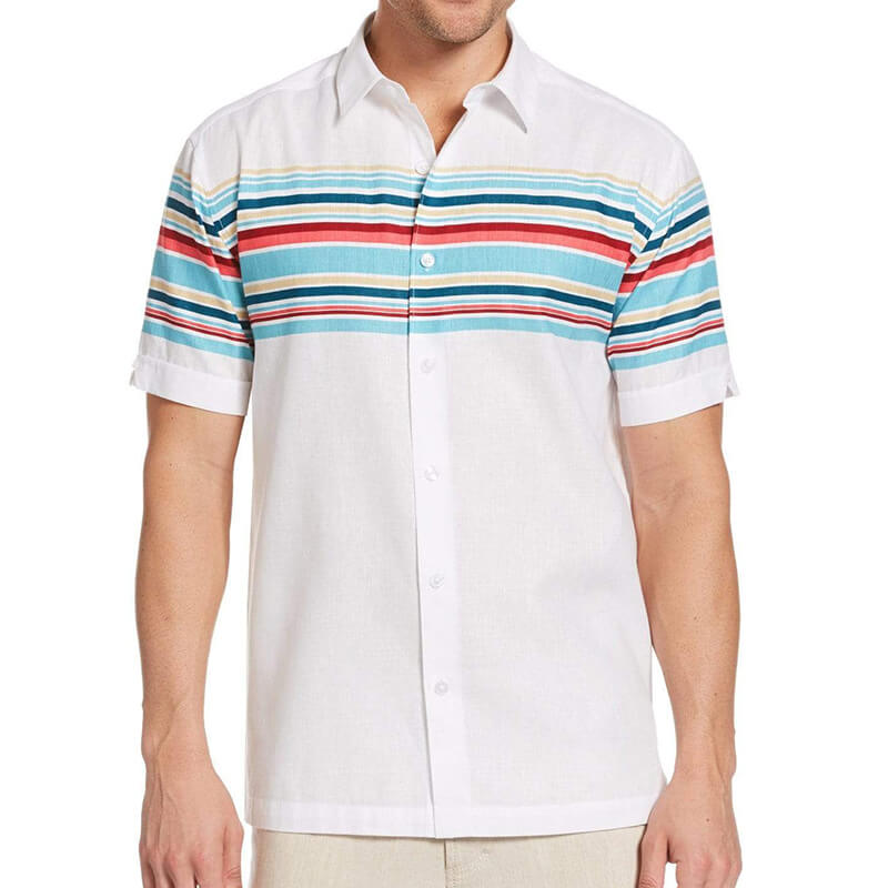 Herren Casual Fashion Summer Refreshing Bequeme gestreifte Kurzarm-Baumwoll-Leinenhemden