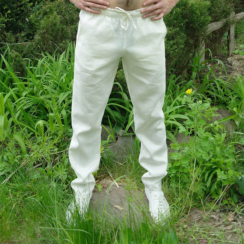 Cordones elásticos de verano frescos para hombres, pantalones de lino transpirables