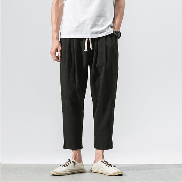 Pantalones de lino sueltos casuales para hombres