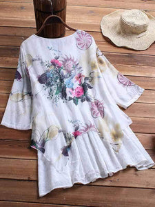 Vestido de color irregular de estilo étnico de talla grande