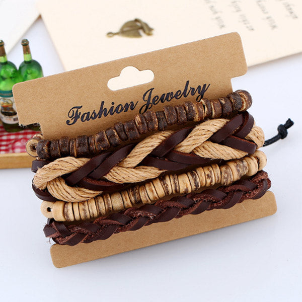 Pulsera retro multicapa para hombre