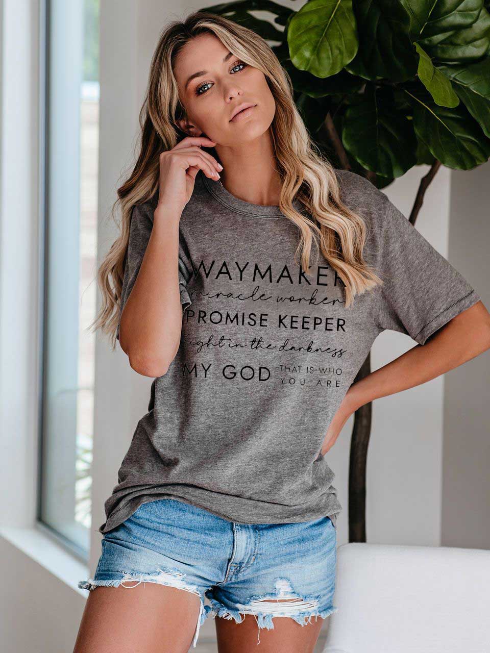 Frauen Way Maker Songtexte Faith Print T-Shirt