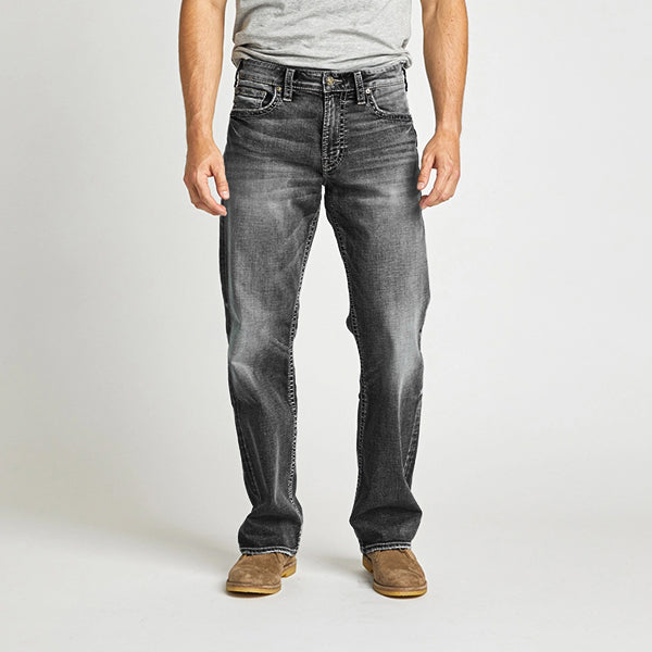 Stretchige Mid Rise Loose Fit Jeans mit geradem Bein