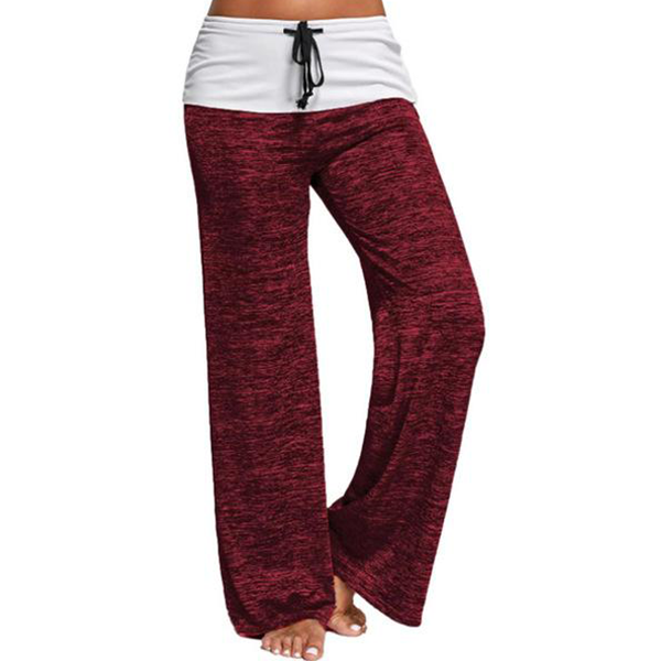 Pantalones casuales de yoga de pierna ancha que combinan con el color