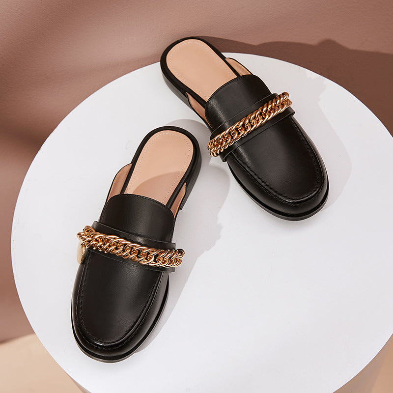 Mule leather shoes in white / black