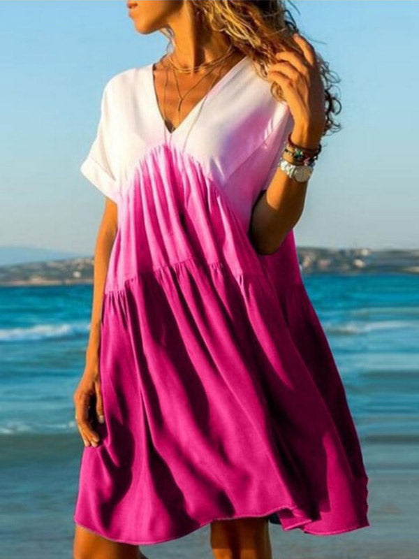 Kurzarmkleid für Frauen mit V-Ausschnitt