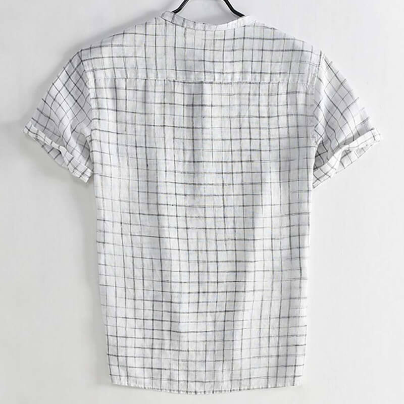 Camisa casual básica de verano para hombre con lona de algodón a cuadros