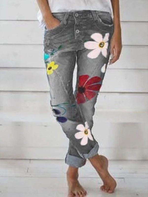 Vaqueros pitillo estampados para mujer