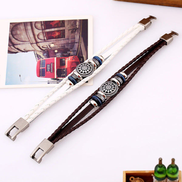 Pulsera de cuero genuino para hombres, hombres, girasol y cuero