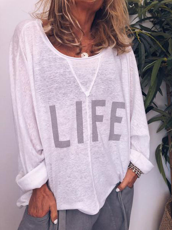 Damen T-shirt Große Größe Shirt Mit Print LIFE