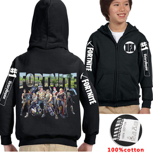 Fortnite Print Long Sleeve Zipper Sweater for Kids