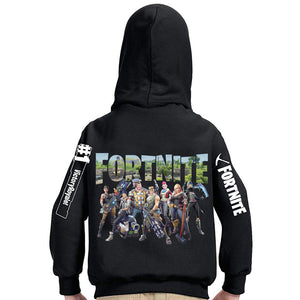 Fortnite Print Long Sleeve Zipper Sweater for Kids