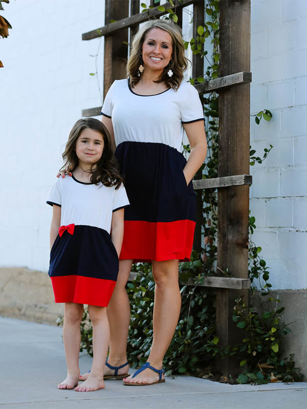 Vestido para el padre-hijo en el bloque de color.