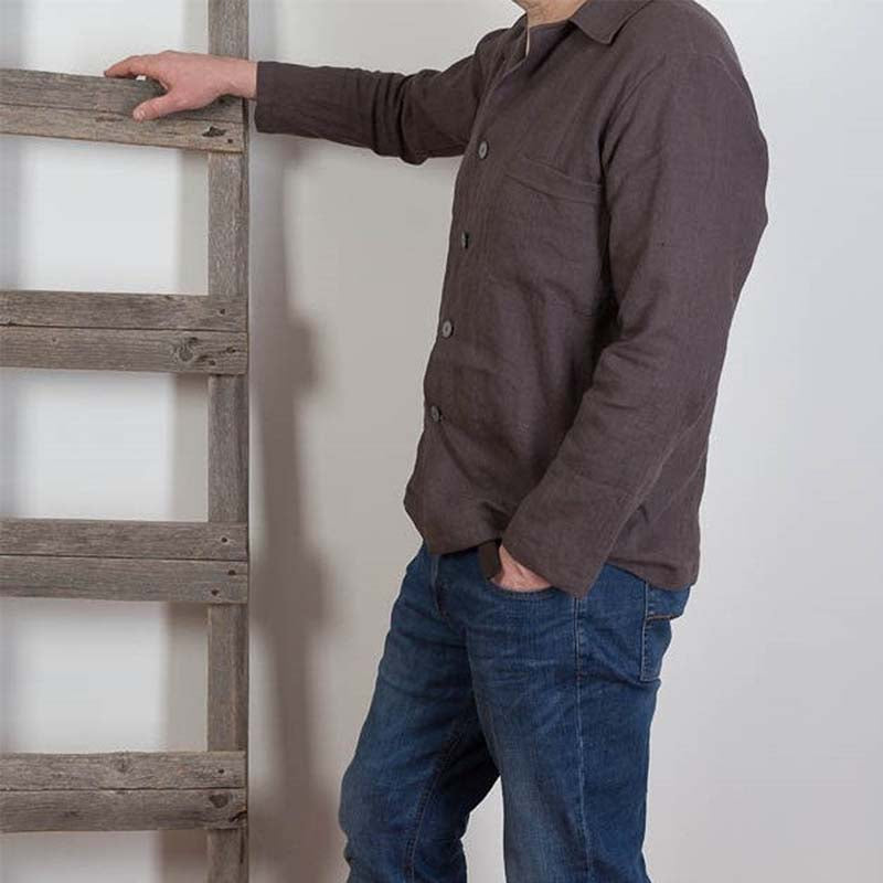Camisa de lino casual, holgada, transpirable, cómoda y ecológica para hombres.