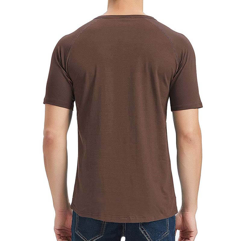 Vyriški klasikiniai pagrindiniai kasdieniai ploni Henley apykaklės medvilniniai marškinėliai